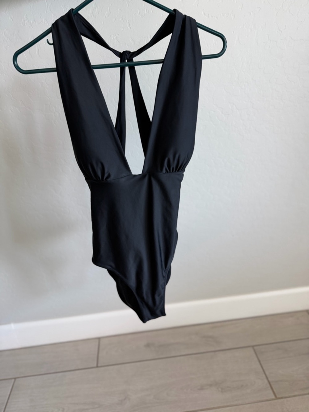 summersalt Black the Plunge deep V One-Piece Swimsuit